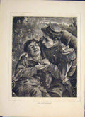 Original Old Antique Print Last Message Wounded War Sier France 1871 Victorian