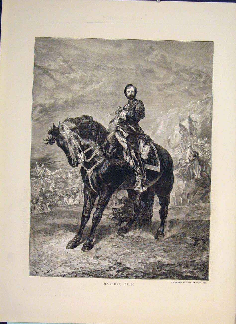Original Old Antique Print Portrait Marshall Prim Regnault Fine Art 1871 19th