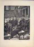 Original Old Antique Print Chelsea Hospital Sunday London 1871 19th