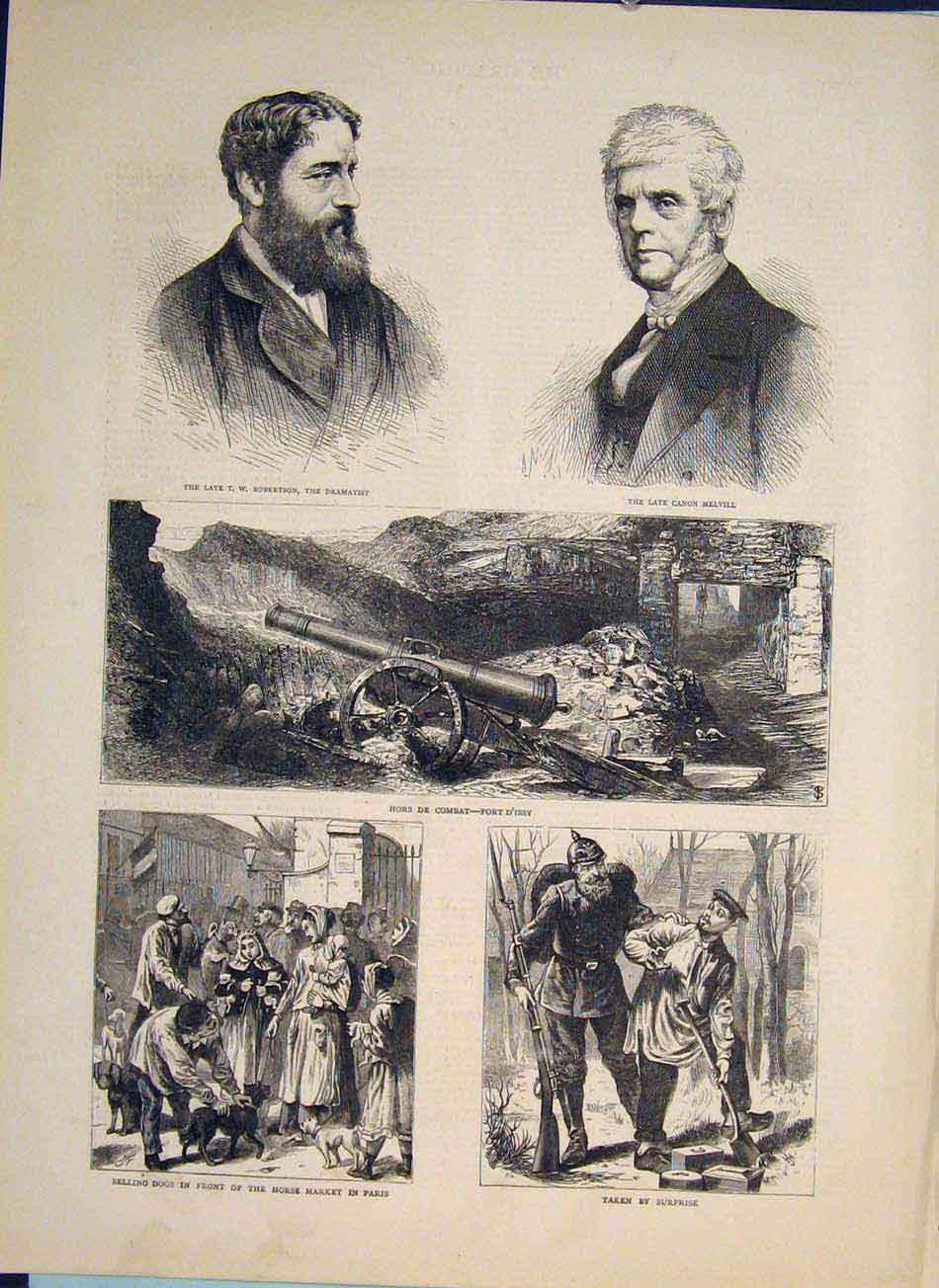 Old Antique Print Portrait Robertson Melville Paris France Sketches 1871 19th