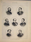 Original Old Antique Print Portrait Members House Commons London 1871 Victorian