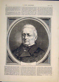 Original Old Antique Print Portrait Thiers Marseilles France 1871 19th
