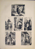 Old Antique Print Mainbernheim Main Sketches Marktbreit Church Dettelbach