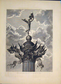 Original Old Antique Print Paris Red Flag Column July France 1871 19th