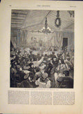 Original Old Antique Print Revolution Paris Meeting Red Republican Club 1871