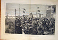 Original Old Antique Print Brighton England Review Beach Pier 1871 Victorian