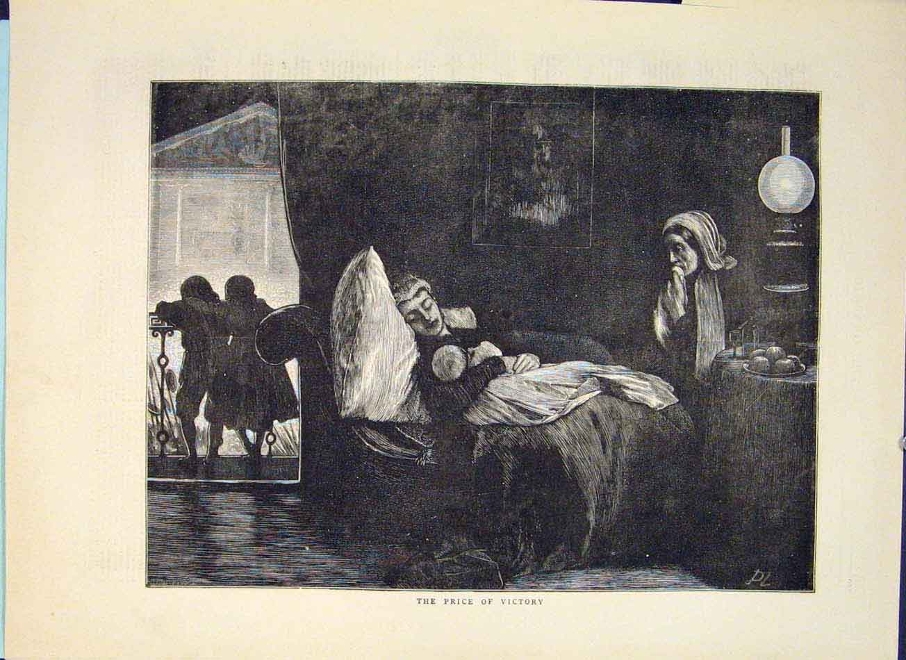 Original Old Antique Print Price Victory 1871 Fine Art 19th Century