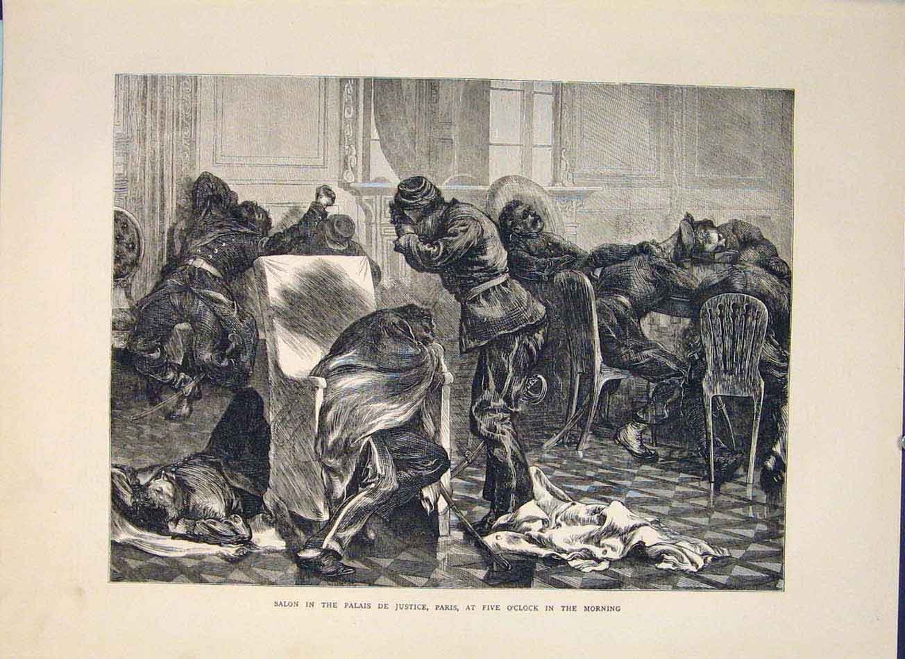 Original Old Antique Print Paris France Justice Palace Palais De Justice 1871