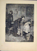 Original Old Antique Print The Sisters Sister Fine Art 1871 19th