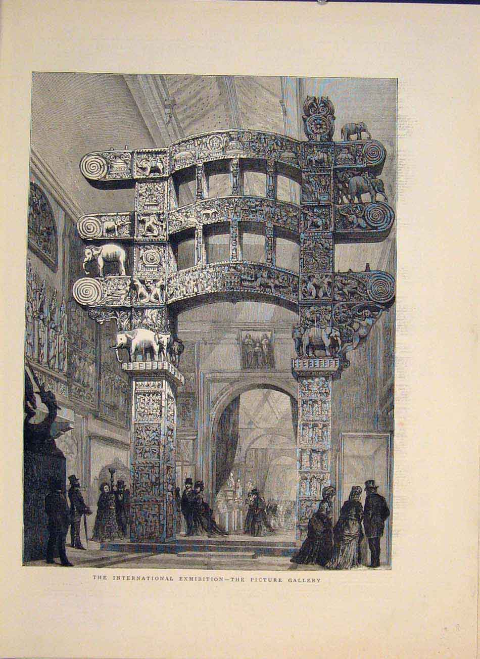 Old Antique Print International Exhibition Picture Gallery Ceremony 1871 19th