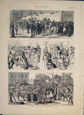 Original Old Antique Print Armstice Neuilly France March 25Th 1871