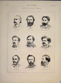 Original Old Antique Print Portrait Celebrities Commune Members 1871 Victorian