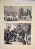 Original Old Antique Print Metz Strasburg Unter Den Linden Guard Berlin Festival