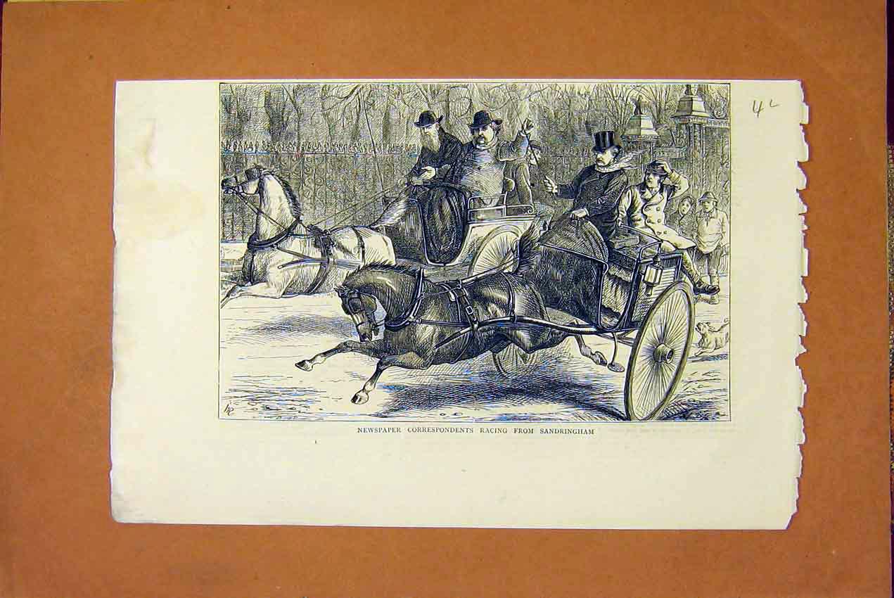 Original Old Antique Print Newspapaer Correspondents Race Sandringham 1872 19th