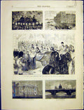 Original Old Antique Print Westminster St. Pauls London Oxford St. 1872 19th