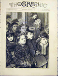 Original Old Antique Print Innocents Day Westminster Abbey Children 1872 19th