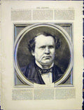 Original Old Antique Print Portrait Earl Derby 1872 19th Century