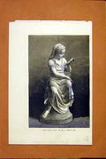 Original Old Antique Print Fairy Tale Bruce Joy Statue Sculpture 1872 Victorian
