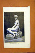 Original Old Antique Print Eve Warrington Wood Statue Lady Sculpture 1872 19th