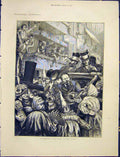 Original Old Antique Print L'Allegro King Corso Carnival 1872 19th