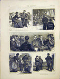 Original Old Antique Print Newsboy Home Metropolis Inmates Matron 1872 Victorian