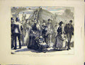 Original Old Antique Print Palm Sunday London Pushchair Baby Girl Man 1872 19th
