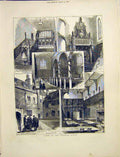Original Old Antique Print Charter House Courtyard Chapel Tomb 1872 Victorian