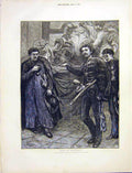 Original Old Antique Print Rome Italy Sketch Holy Basin St. Peter'S 1872 19th