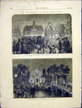 Original Old Antique Print Tercentenary Dutch Independence Amsterdam 1872 19th