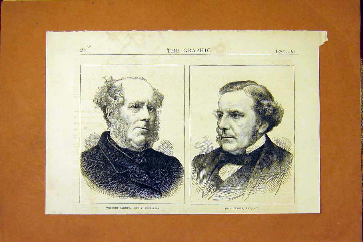 Original Old Antique Print Portrait Viscount Sydney Chamberlain Pender 1872