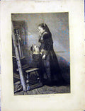 Original Old Antique Print Bisscop Painting Mother Daughter Child Fine Art 1872