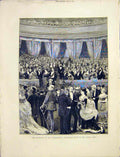 Original Old Antique Print Albert Hall Ladies Gentlemen Exhibition 1872 19th