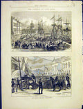 Original Old Antique Print Funeral Lord Mayor Carlisle Bridge 1872 Victorian