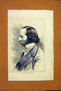 Original Old Antique Print Portrait Sir Trevelyan Liquor Bill 1872 Victorian