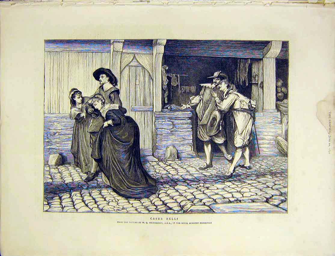 Original Old Antique Print Casus Belli Orchardson Painting Royal Academy 1872