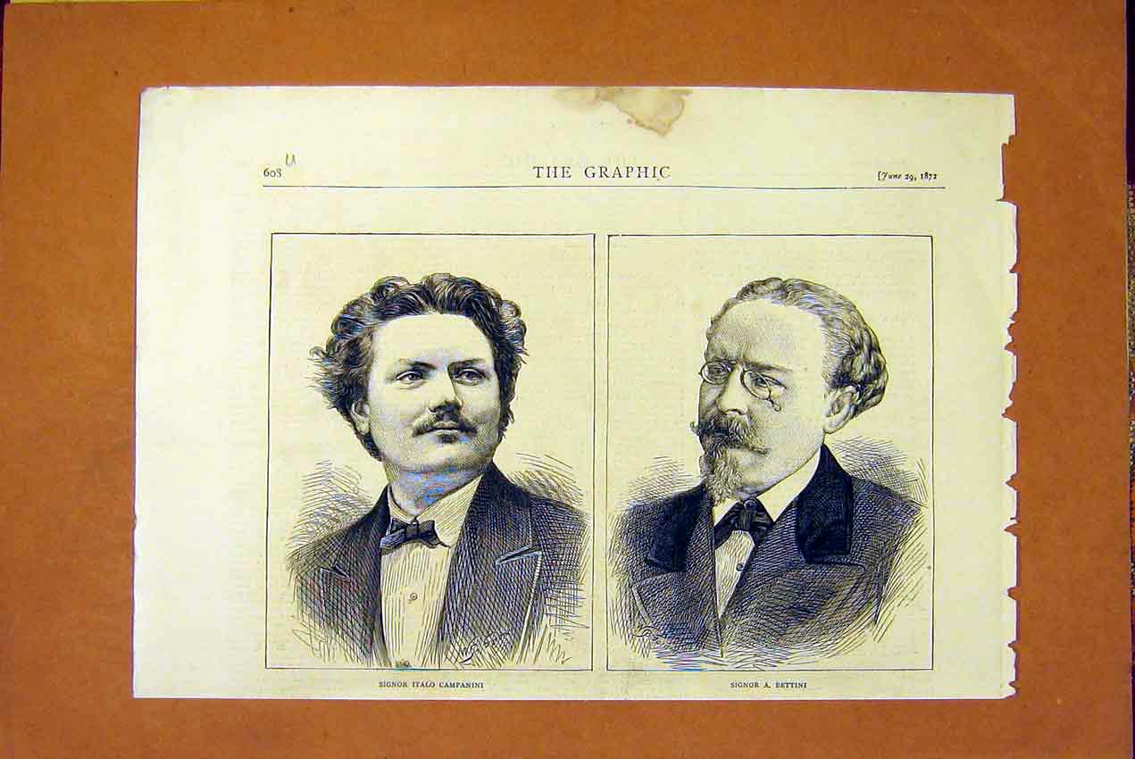 Original Old Antique Print Portrait Signor Italo Campanini Bettini 1872 19th