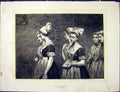 Original Old Antique Print Hicks Painting Sunday Morning Girls Prayers 1872 19th