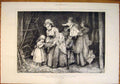 Original Old Antique Print Children Treat Syllabub Johnson Fine Art 1874 19th