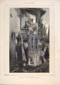 Original Old Antique Print Pall Mall Weisz Trader Statue Girls 1874 Victorian