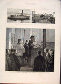 Original Old Antique Print British Navy Gun-Vessels Napoleon Coffin Eugenie 1874