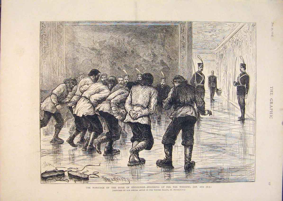Original Old Antique Print Edinburgh Marriage Duke Wedding Petersburg 1874 19th