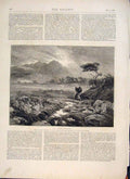 Original Old Antique Print Land Storm Waterlow Royal Academy Fine Art 1874 19th