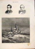 Original Old Antique Print Portrait Strauss Smith Hms Royal Alfred Atlantic 1874