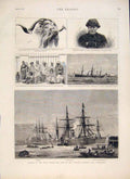 Original Old Antique Print Goat Welsh Fusiliers Natal Bombay Black Watch Victory
