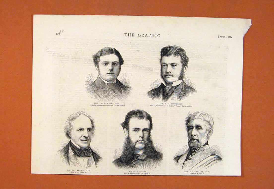 Original Old Antique Print Portrait Mundy Townsend Arnott Dillon Cotton 1874