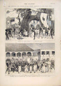 Original Old Antique Print Ashantee War Wolseley Cape Coast Africa Ship 1874