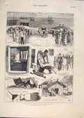 Original Old Antique Print Ashantee War Madiera Baird Burial Sierra Leone 1874