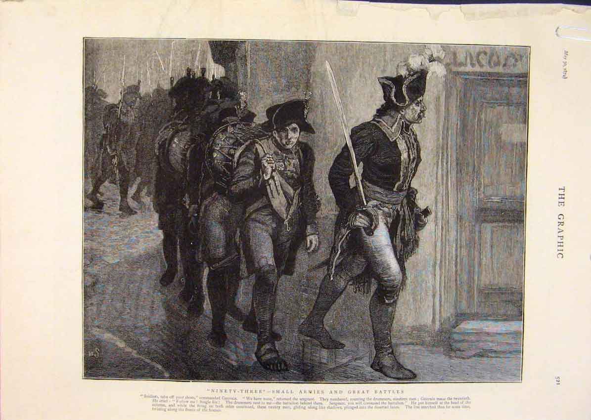 Old Antique Print Ninety Three Hugo Army Battles Breton Forest War 1874 19th