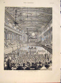 Original Old Antique Print Holborn Viaduct Temple 1874 19th Century