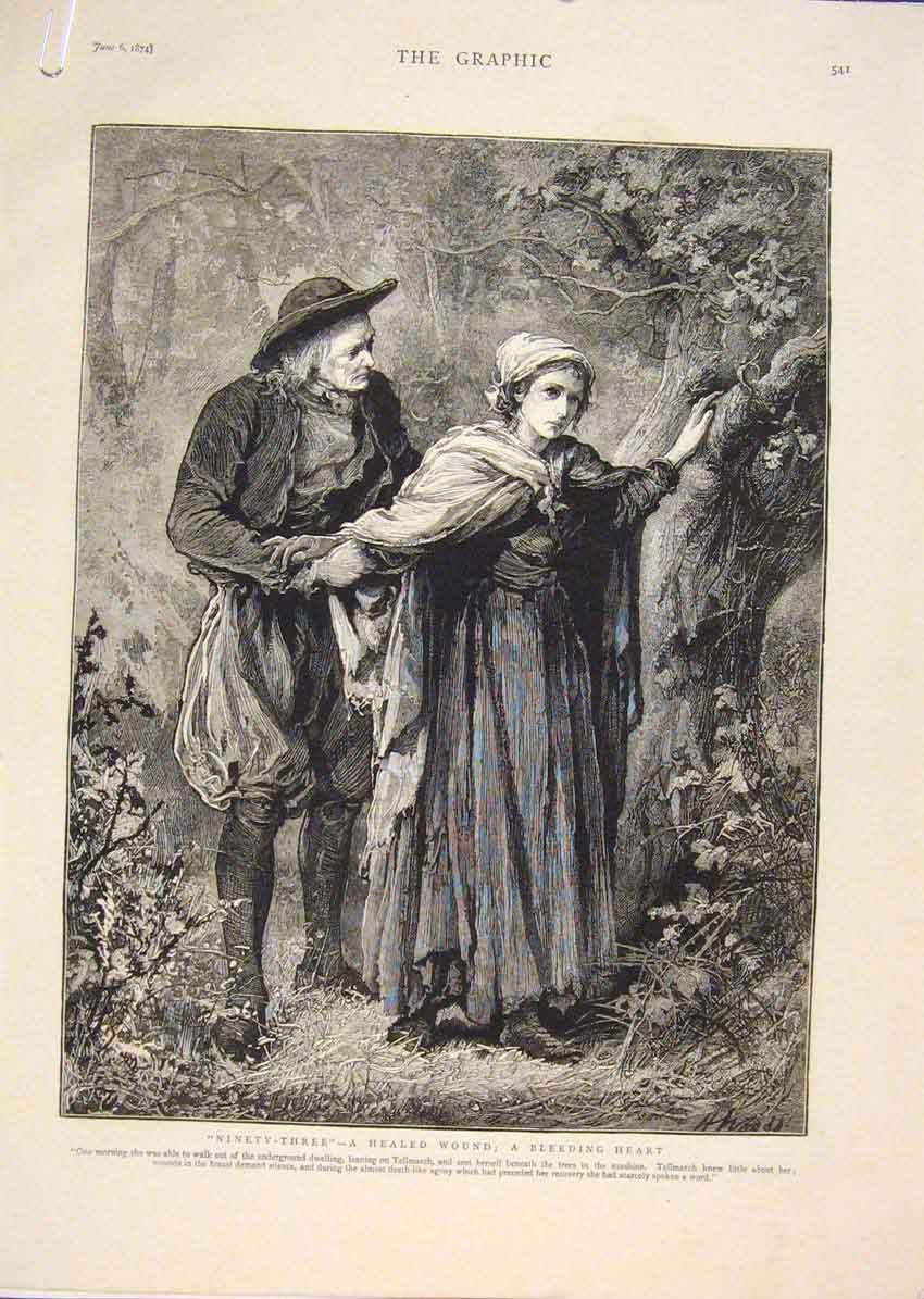 Old Antique Print Ninety Three Tellmarch Dolorosa Lady Hugo Fine Art 1874 19th
